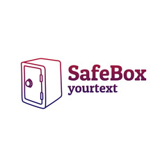 safe box hand drawn logo design. gradient color