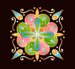 Rangoli, Indian pattern, Diwali holiday vector art