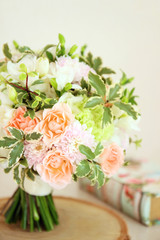 Delicate wedding bouquet of flowers