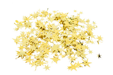 Group of gold stars for decoration Christmas or New year isolated on white background.