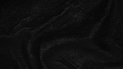 Fototapeta na wymiar Abstract black background, fabric or wave, wave illustration, material of wavy velvet fabric or elegant gray background or wallpaper design of elegant curves, black material.
