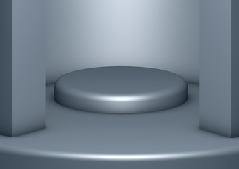 empty white shelf with spotlights