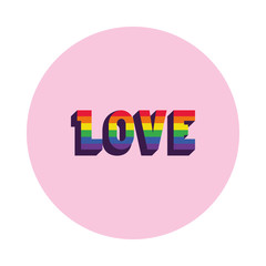 love word lettering design with pride flag colors, block style