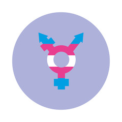 pride concept, colorful Transgender symbol icon, block style