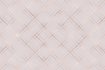 Art deco seamless pattern with rose gold geometric shapes and pink glitter texture.