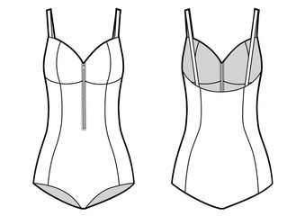 Vector illustration of women's one-piece sport swimsuit.