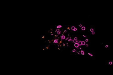 explosion particles of virus. Scattered colored virus bacteria on black background. pattern with abstract virus