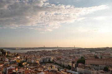 Fototapeta na wymiar Panorama of the city of Lisbon at sunset.