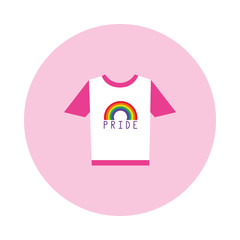 pride tshirt with rainbow icon, block style