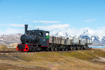 Old coal mining train at Ny-Alesund, Spitzbergen, Svalbard