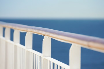 Cruise Liner's Railing and Horizon over Water