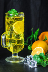 lemonade, lemon ice drink
Menu concept healthy eating. food background top view copy space for text