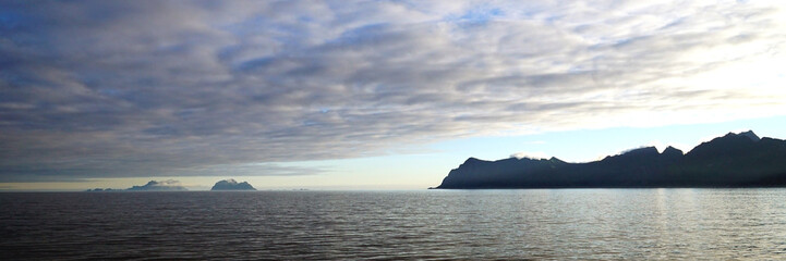 Lofoten Islands and Nordlandet as well as Röstlandet on the Horizon