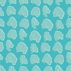 Fan shape  leaves vector repeat pattern. Abstract foliage seamless illustration background.