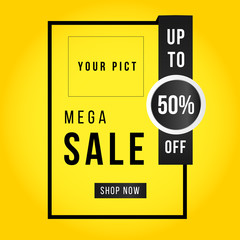 vector illustration of a sale poster with yellow background