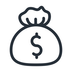 dollar inside bag line style icon vector design