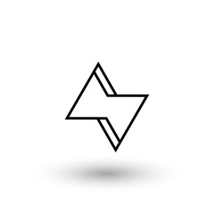 Double triangle Logo. Overlap Icon. Line black