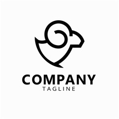 Ram Logo Vector Icon Template. Black Simple Vector Line Art Ram Head Logo for Company or Vector Shapes.