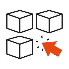 packages boxes and web cursor icon, half line half color style