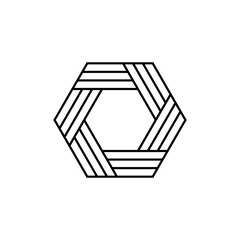 Hexagon classical blue geometric element, line design, illustration on white background