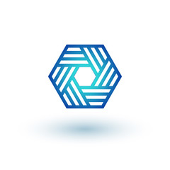 Classical blue hexagon classical blue geometric element, line design, illustration on white background