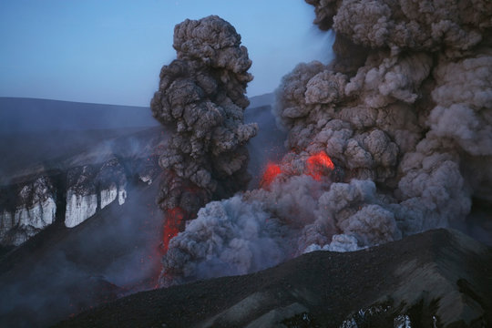 Iceland, View Of Lava Erupting From Eyjafjallajokull