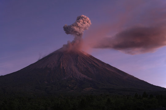 Indonesia, East Java, Semeru volcano, Ash eruption