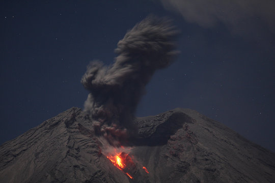 Indonesia, East Java, Semeru volcano, Ash eruption