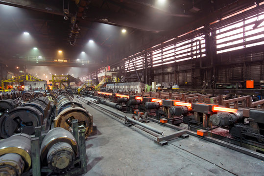 Interior of a tube rolling mill