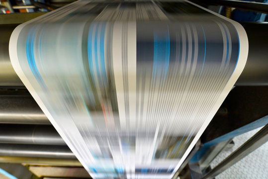 Printing of newspapers in a printing shop