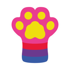 Dog paw with lgbt colors, flat style
