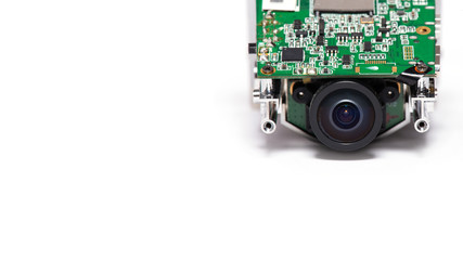 Digital camera lense part, car cam on a white background