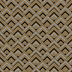 Art deco seamless pattern design - black, gold, and white