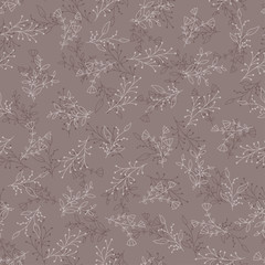 Seamless pattern with hand drawn flowers, vector illustration