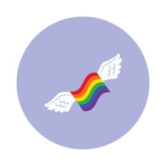 pride flag with wings icon, block style