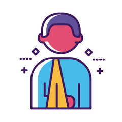 man with hand broken line and fill style