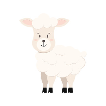 Cute sheep farm animal icon isolated on white background.