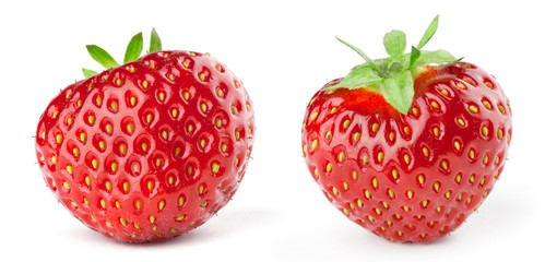 Strawberry on white. Fresh sweet fruit closeup
