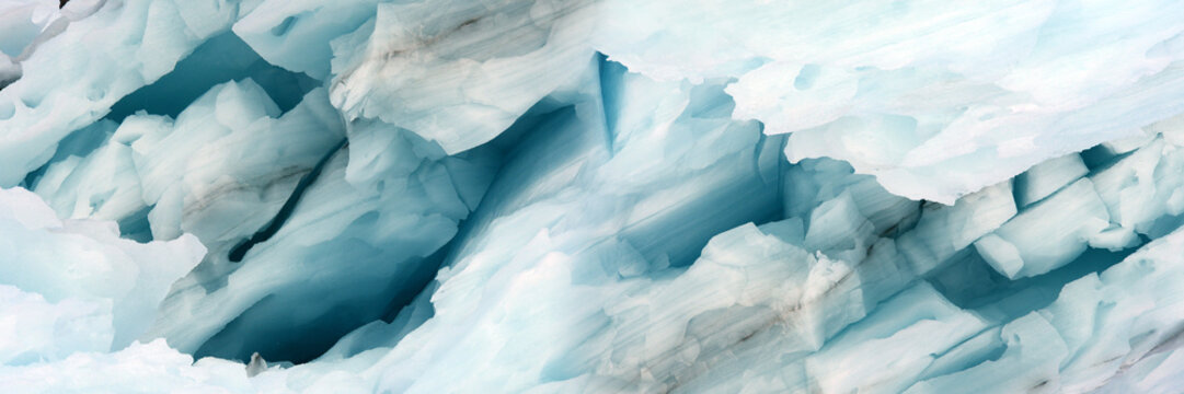 Panorama image of iceberg carved by wind and water, Nunavut and Northwest Territories, Canada, North America