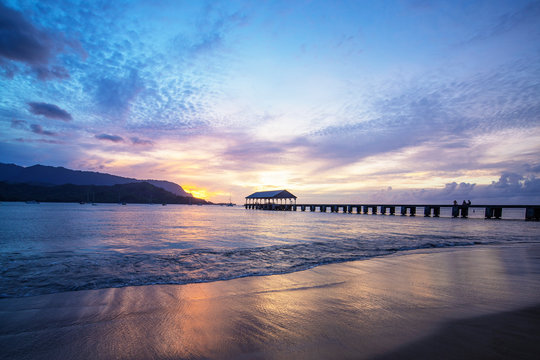 Hanalei Bay pier, Kauai Island, Hawaii, United States of America, North America