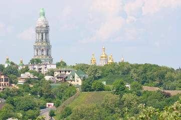 Fototapeta na wymiar Cathedral in the city, Kiev Cathedral, church, landscape, Kiev, Ukraine