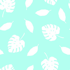 Tropical seamless pattern with leaves. Vector illustration.