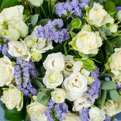 A bouquet of flowers from white spray roses.