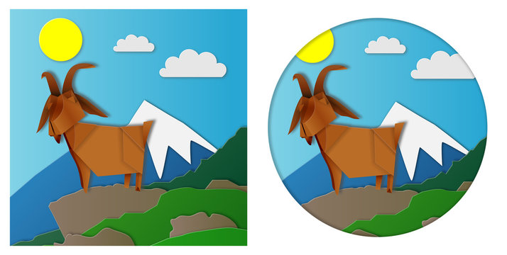 Origami Goat Paper Papercut art