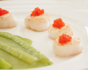 this is cooked asparagus with caviar