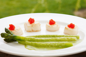 this is cooked asparagus with caviar