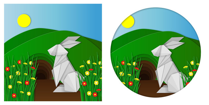 Rabbit Hare Origami Paper Papercut Art