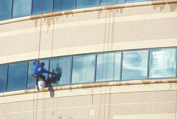 Window washer on a high rise building