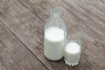 bottle of milk and glass