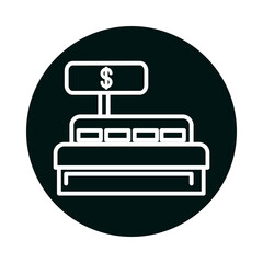 cash register block and line style icon vector design